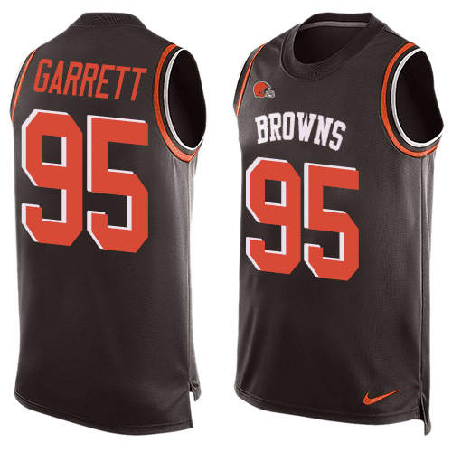 Nike Browns #95 Myles Garrett Brown Team Color Men's Stitched NFL Limited Tank Top Jersey - Click Image to Close